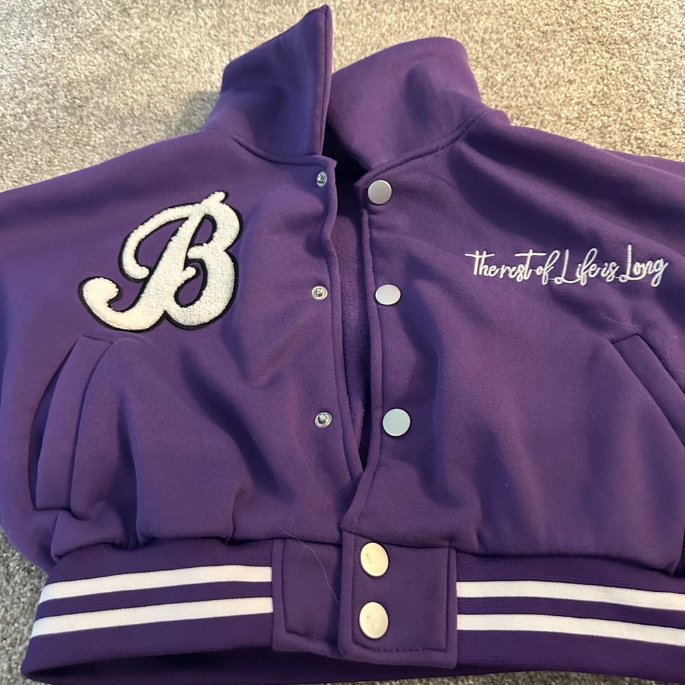 Purple Varsity Jacket with Embroidered Lettering
